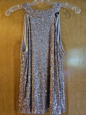 Cable & Gauge Rose Gold Sequin Halter Tank